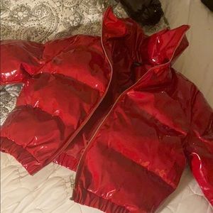 Pretty Little Thing crop vinyl puffer